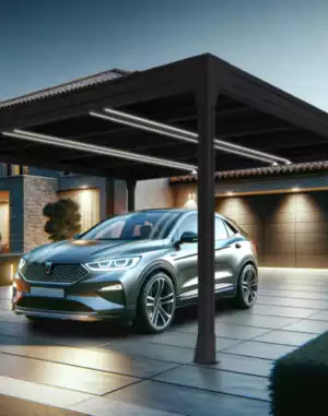 Solar carport against the wall
