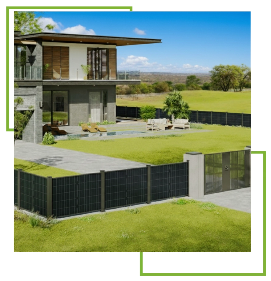 Clôture solaire équipée de panneaux solaires